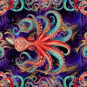 YARD PANEL OCTOPUS TENTACLE 1 PSYCHEDELIC PURPLE GOLD FLWRHT