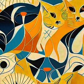 abstract cats pop art style L