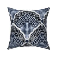  Art Deco Mosaic Scallop Dark Blue (L)