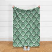 Art Deco Mosaic Scallop Dark Green (L)