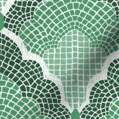 Art Deco Mosaic Scallop Dark Green (L)