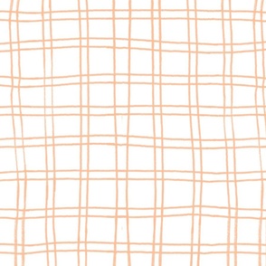 Plaid Peach pencil lines in white background