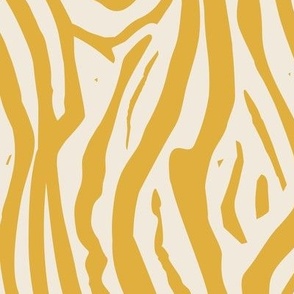 African Zebra Print Musturd Yellow  on Cream