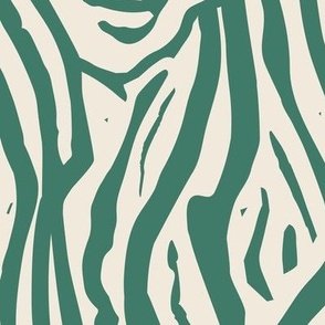 African Zebra Print Green on Cream