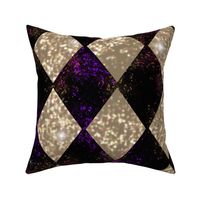Large Distressed Harlequin Party Wall Rustic Sparkle Glitter Gold and Black Diamonds 8 inches tall