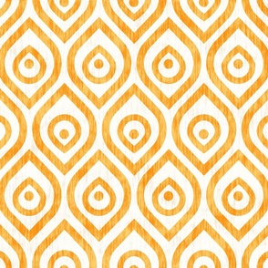Abstract geometric vintage pattern. Abstract peacock feathers in scandinavian style. Yellow ogee.