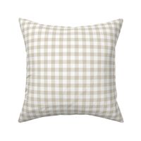 Gingham beige half inch vichy checks, plaid, cottagecore, traditional, country, white, ivory