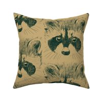 Cute raccoon light ocher / sand - large scale