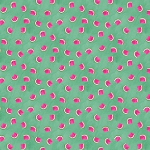 watermelon slices on textured green | food fabric | small