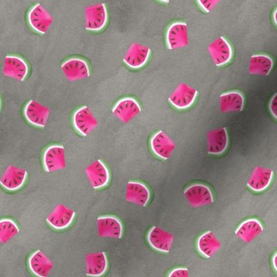 watermelon slices on textured gray | food fabric | small