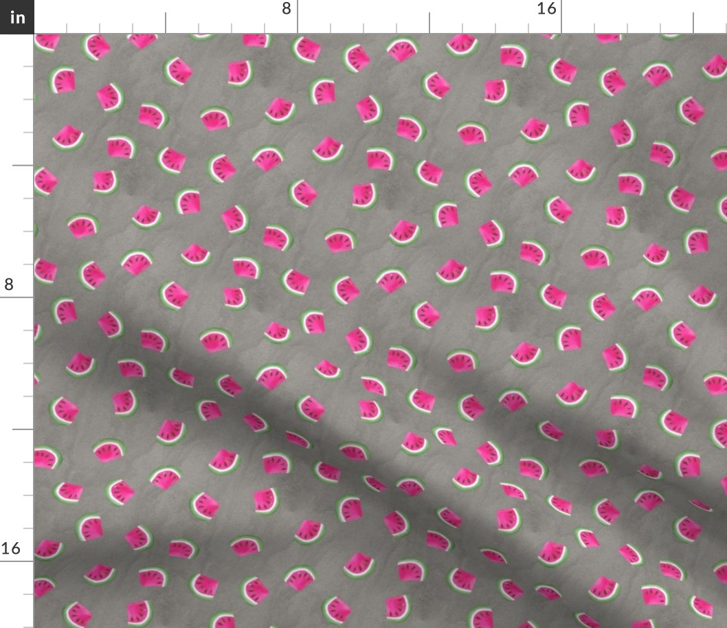 watermelon slices on textured gray | food fabric | small
