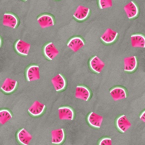 watermelon slices on textured gray | food fabric | medium