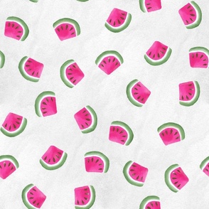 watermelon slices on textured white | food fabric | medium