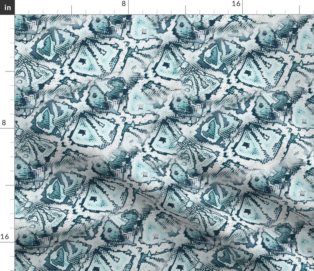 Snake skin. White, turquoise pattern stylized as snake skin.