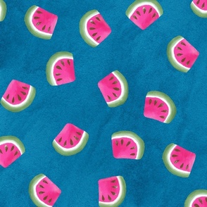 watermelon slice on deep blue | food fabric | large