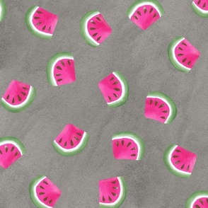 watermelon slices on textured gray | food fabric | large