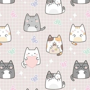 cute cats in butterfly squares