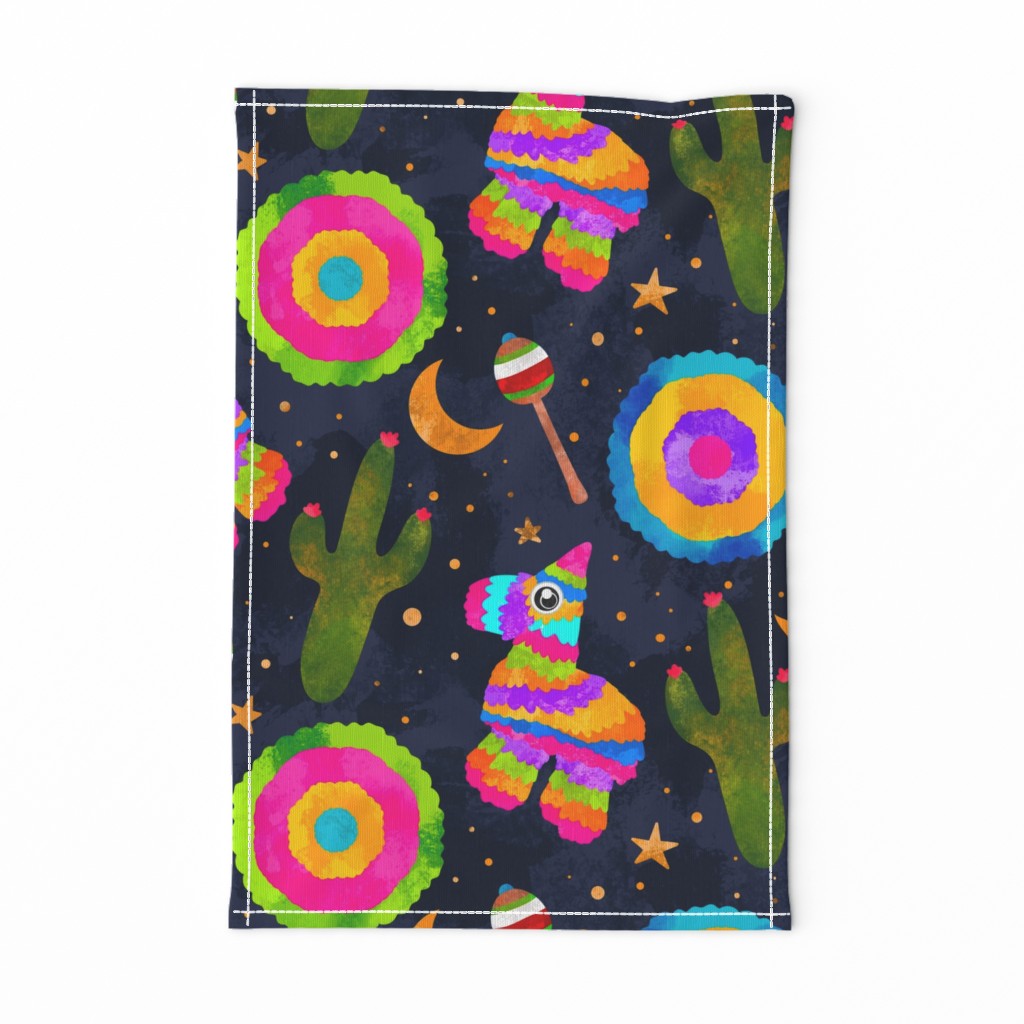 (Large Scale) Maximalist Pinata Mexican Night Sky Spanish Rainbow Tie Dye  Aesthetic Pattern With Cactus And Birthday Party Decorations