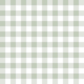 Gingham gray sage green half inch vichy checks, plaid, cottagecore, traditional, country, white