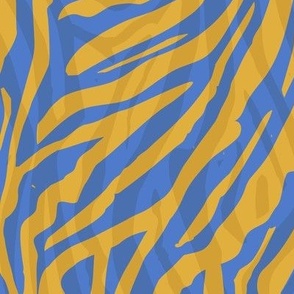 African Zebra Print Mustard Yellow on Blue