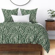 African Zebra Print Dark Green on Cream