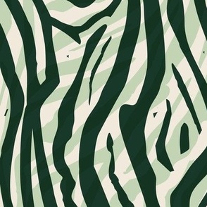 African Zebra Print Dark Green on Cream