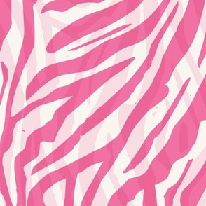 African Zebra Print  Pink on Cream