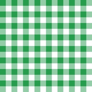 Gingham kelly green half inch vichy checks, plaid, traditonal, cottagecore, white, christmas