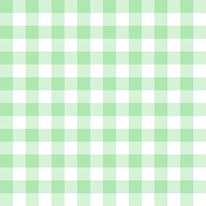 Gingham mint light green half inch vichy checks, plaid, cottagecore, traditional, country, white