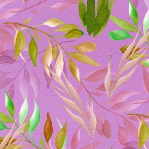  (L) Leaves floating on Mauve Watercolor paper