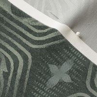 Interweaving lines textured elegant geometric with hexagons and diamonds - moody muted dark green - medium