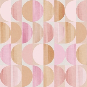 (M) Mid Mod abstract geometric shapes 1. boho textured tonal pastels Peach Fuzz Pink