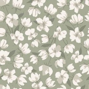 Little Watercolor Flowers on a green textured background