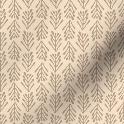 Seagrass  brunches in vertical lines - pastel brown on beige background