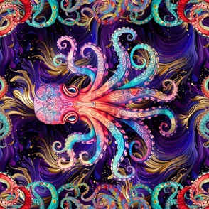 YARD PANEL OCTOPUS TENTACLE 2 PSYCHEDELIC PURPLE GOLD FLWRHT