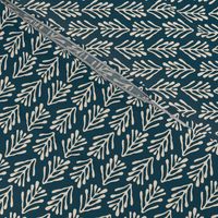 Seagrass  brunches in vertical lines - white on dark blue background