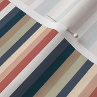 Horizontal straight lines in pastel brown, blue, white and redwood red