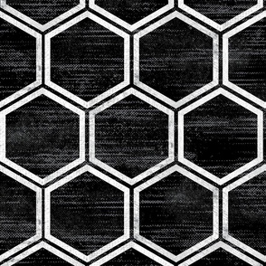 Textured Metallic Wallpaper Art Deco - Black and white honeycomb 24' wide wallpaper