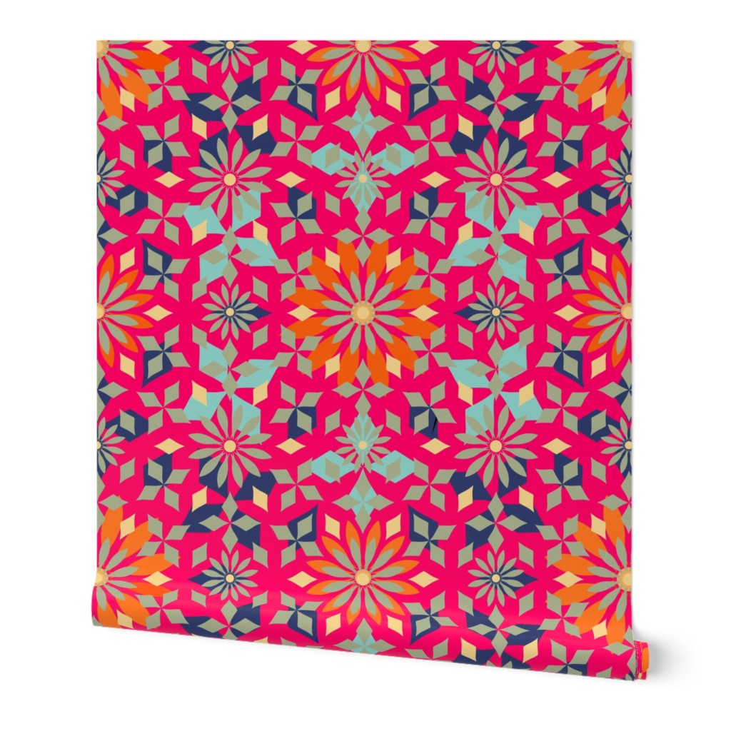 Arabesque In Bright  pink Background-Big