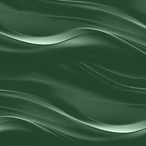 Soft liquid dark green metal waves on shades of green