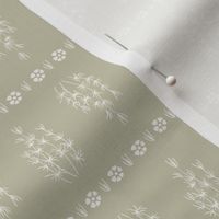 Vintage seagrass in vertical lines - white on pastel olive green background