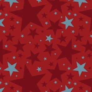 Americana Summer:  Stars (Red & Teal)