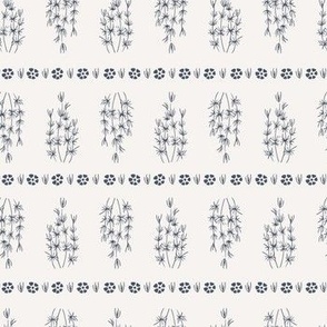 Vintage seagrass in vertical lines - blue on white background