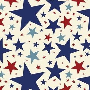 Americana Summer:  Stars (Cream, Red, Teal & Navy)