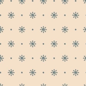 Sea flowers polka dots in blue on beige background