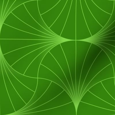 Forest Green Art Deco Wave Fan | Medium