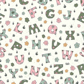 Summer Alphabet - Funny Alphabet - Light Green BG