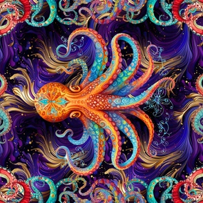 YARD PANEL OCTOPUS TENTACLE 3 PSYCHEDELIC PURPLE GOLD FLWRHT