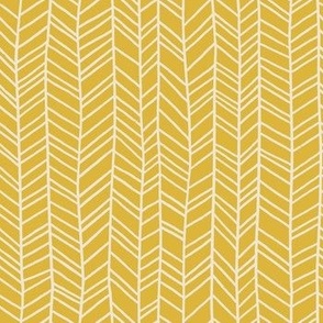 (S) Find Your Path - hand drawn wonky chevron stripe- jungle blender pattern - mustard and cream