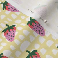 Strawberry Geometric Yellow Half Circle Stripe Fabric Kitchen Home Decor Bedding